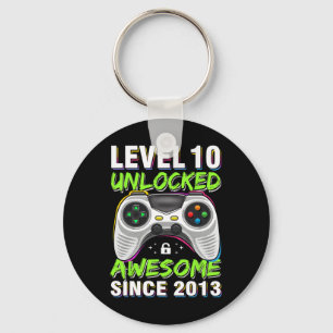 10 Unlocked Awesome Since 2013 10th Birthday Gamin Keychain