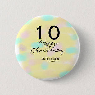 10 wedding anniversary yellow pastel name retro bo 2 inch round button