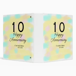 10 wedding anniversary yellow pastel name retro bo binder