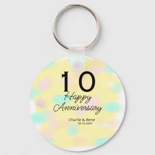 10 wedding anniversary yellow pastel name retro bo keychain