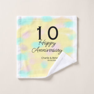 10 wedding anniversary yellow pastel name retro bo wash cloth