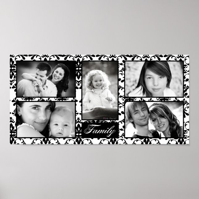10"x20" 5 Slot Personalized Family Collage Montage Poster (Front)