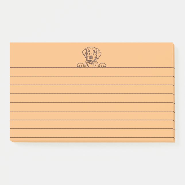 10”x6” Chocolate Lab Orange Lined Post-It Notes (Front)