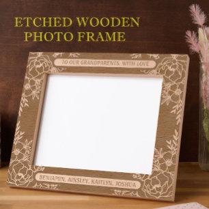 10"x8" For Grandparents With Love Floral Border Etched Frames