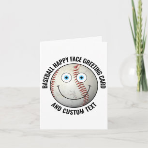 10 x Custom Baseball BLUE EYES Happy Face Greeting Card
