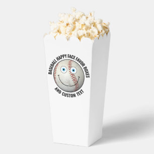10 x Custom Baseball BLUE EYES Happy Face Popcorn Favor Box