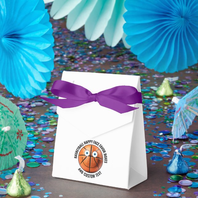 10 x Custom Basketball BLUE EYES Happy Face Favor Box (Party)