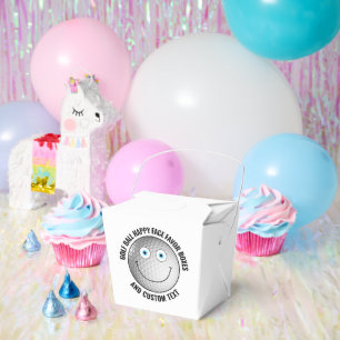 10 x Custom Golf Theme Party BLUE EYES Happy Face Favor Box