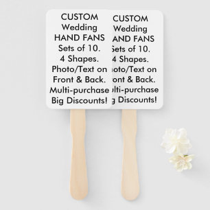 10 x Custom Personalised Wedding Hand Fan Favours