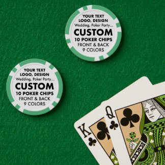 10 x Custom personalized GREEN Poker Chips