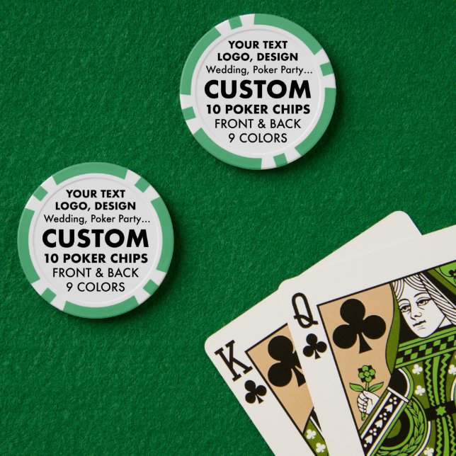 10 x Custom personalized GREEN Poker Chips (Poker Table (Double))