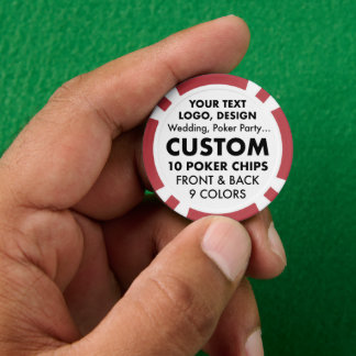 10 x Custom personalized RED Poker Chips