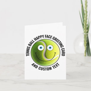 10 x Custom Tennis BLUE EYES Happy Face Greeting Card
