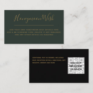 10 x Sage Green Gold Honeymoon Wish QR Code Enclosure Card