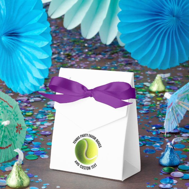 10 x Tennis Ball Personalized Text Tent Style Favor Box (Party)
