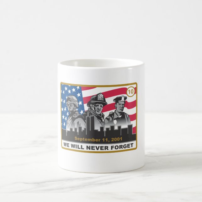 10 Year 9/11 Anniversary 3-Heroes Design Coffee Mug (Center)