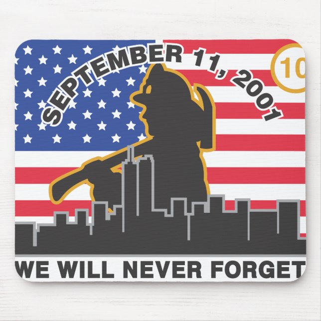 10 Year 9/11 Firefighter Anniversary Design Mouse Pad (Front)