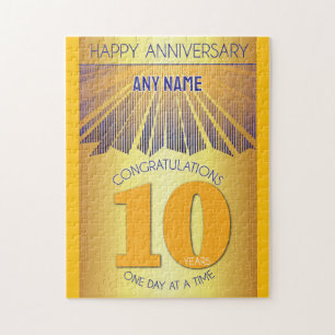10 Year AA 12 Step Anniversary Personalized Jigsaw Puzzle