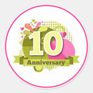 10 Year Anniversary Classic Round Sticker