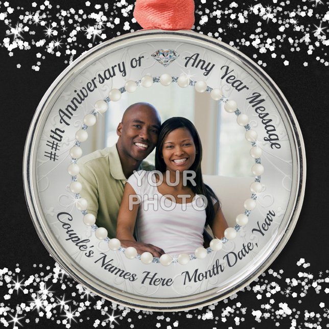 10 year Anniversary Ornament, PHOTO, Personalized Metal Ornament (Anniversary Ornament. Wedding Photo Ornament. Cheap Anniversary Gift Ideas. Inexpensive wedding gift)
