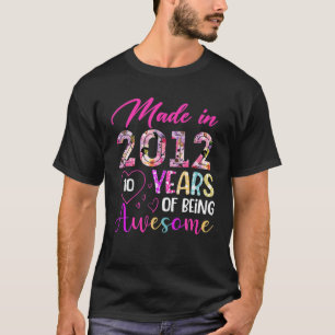 10 Year Of Being Awesome Made In 2012 Birthday Gif T-Shirt