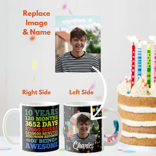 10 Year Old 10th Birthday 120 Months Personalized Coffee Mug