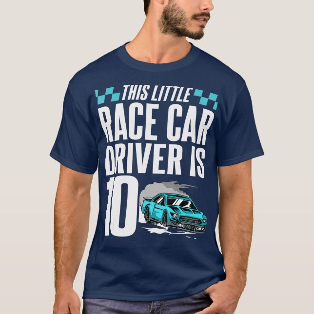10 Year Old 10th Birthday Gift Boys Cool Kid Car T-Shirt (Front)
