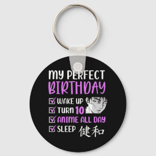 10 Year Old Anime Birthday Party 10th Boy Girl Ten Keychain