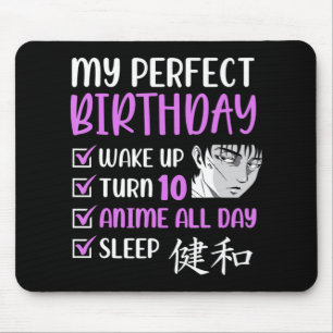 10 Year Old Anime Birthday Party 10th Boy Girl Ten Mouse Pad