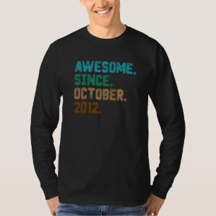 10 Year Old Awesome Since October 2012 10th Birth T-Shirt