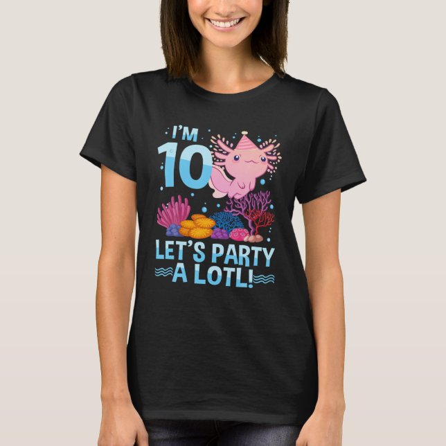 10 Year Old Axolotl Lover 10Th Birthday Gift Boys T-Shirt (Front)