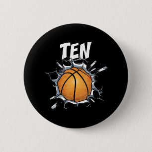 10 Year Old Basketball Birthday Party 10th Boy 2 Inch Round Button