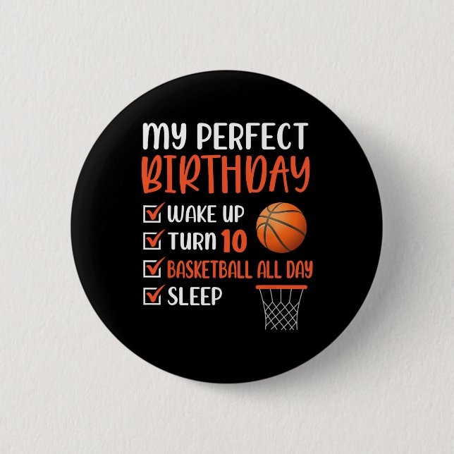 10 Year Old Basketball Birthday Party 10th Boy Bda 2 Inch Round Button (Front)