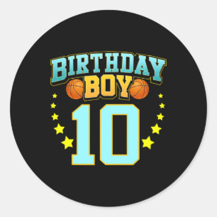 10 Year Old Basketball Player 10th Birthday Party  Classic Round Sticker