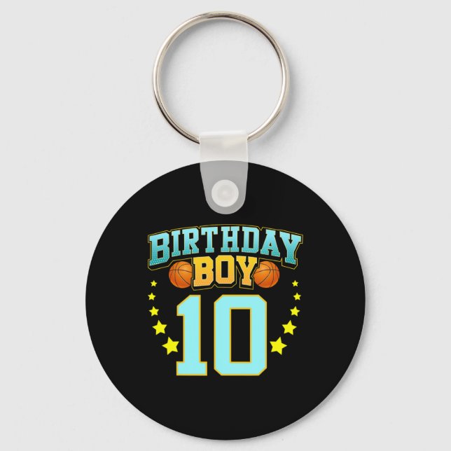 10 Year Old Basketball Player 10th Birthday Party  Keychain (Front)
