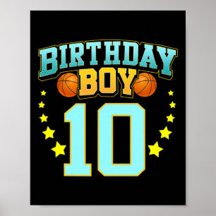 10 Year Old Basketball Player 10th Birthday Party  Poster