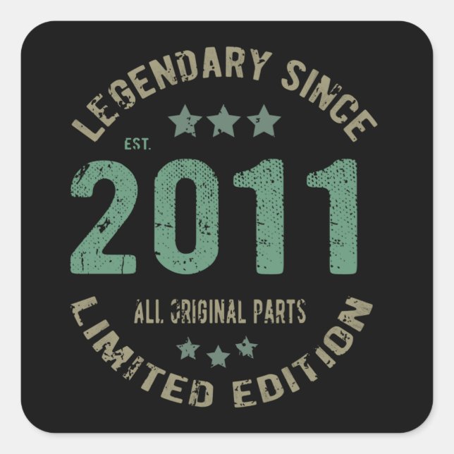 10 Year Old Bday 2011 Legend Since 10th Birthday Square Sticker (Front)