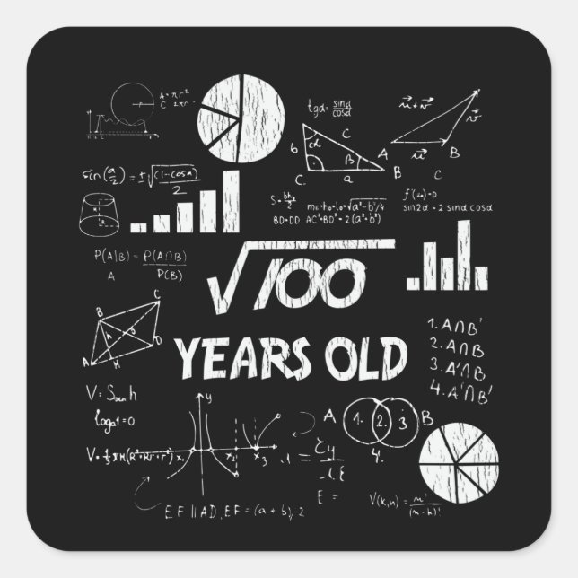 10 Year Old Bday Geeky Math 10th birthday Gift Square Sticker (Front)