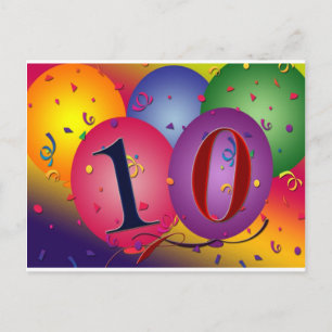 10 year old birthday balloons! postcard