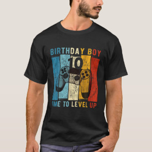 10 Year Old Birthday Boy 10 Time To Level Up 10Th T-Shirt