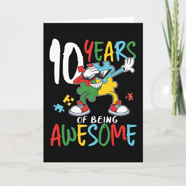 10 Year Old Birthday Boy Or Girl Autism Awareness Card (Front)