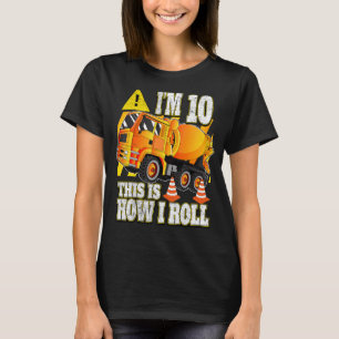 10 Year Old Birthday  Concrete Mixer Truck T-Shirt