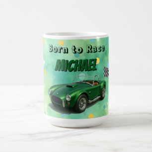 10 Year Old Birthday Party Green Racing Car Coffee Mug