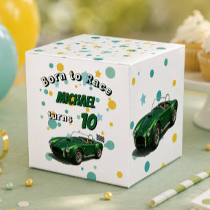 10 Year Old Birthday Party Green Racing Car Favor Box