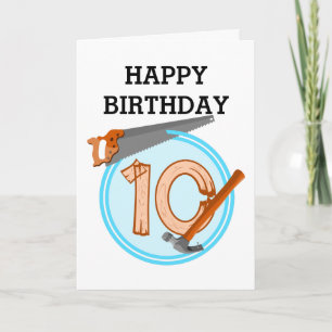10 year old boy builder tools birthday design card