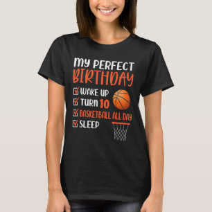 10 Year Old Bysketbyll Birthday Party 10th Boy Bda T-Shirt