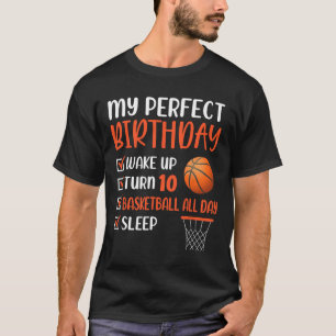 10 Year Old Bysketbyll Birthday Party 10th Boy Bda T-Shirt