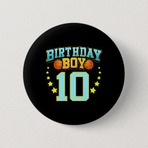 10 Year Old Bysketbyll Player 10th Birthday Party 2 Inch Round Button