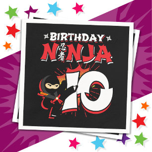 10 Year Old Comic Book Style Ninja 10th Birthday Napkin