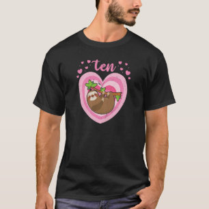 10 Year Old Cute Sloth Birthday Girl 10th B Day T-Shirt